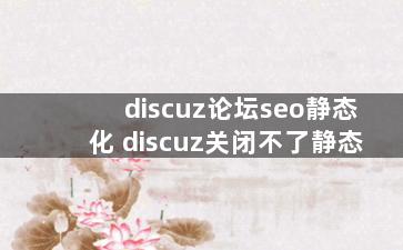 discuz论坛seo静态化 discuz关闭不了静态